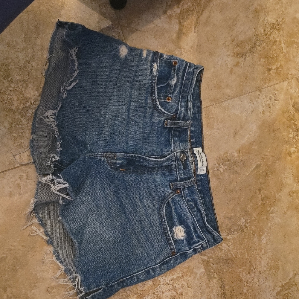 Abercrombie & Fitch Distressed Blue Jean Shorts